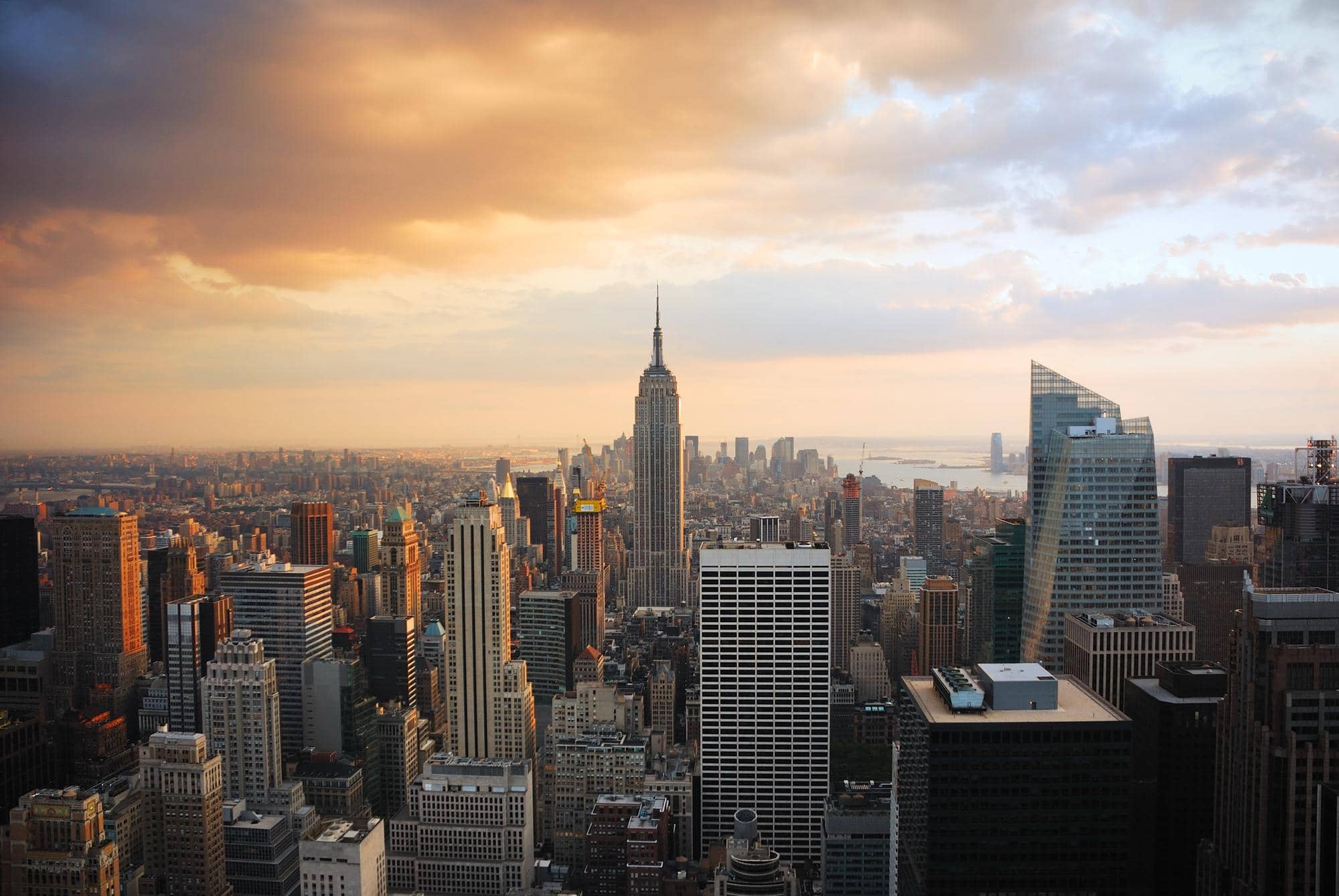 New York City skyline with the Empire State Building at the center