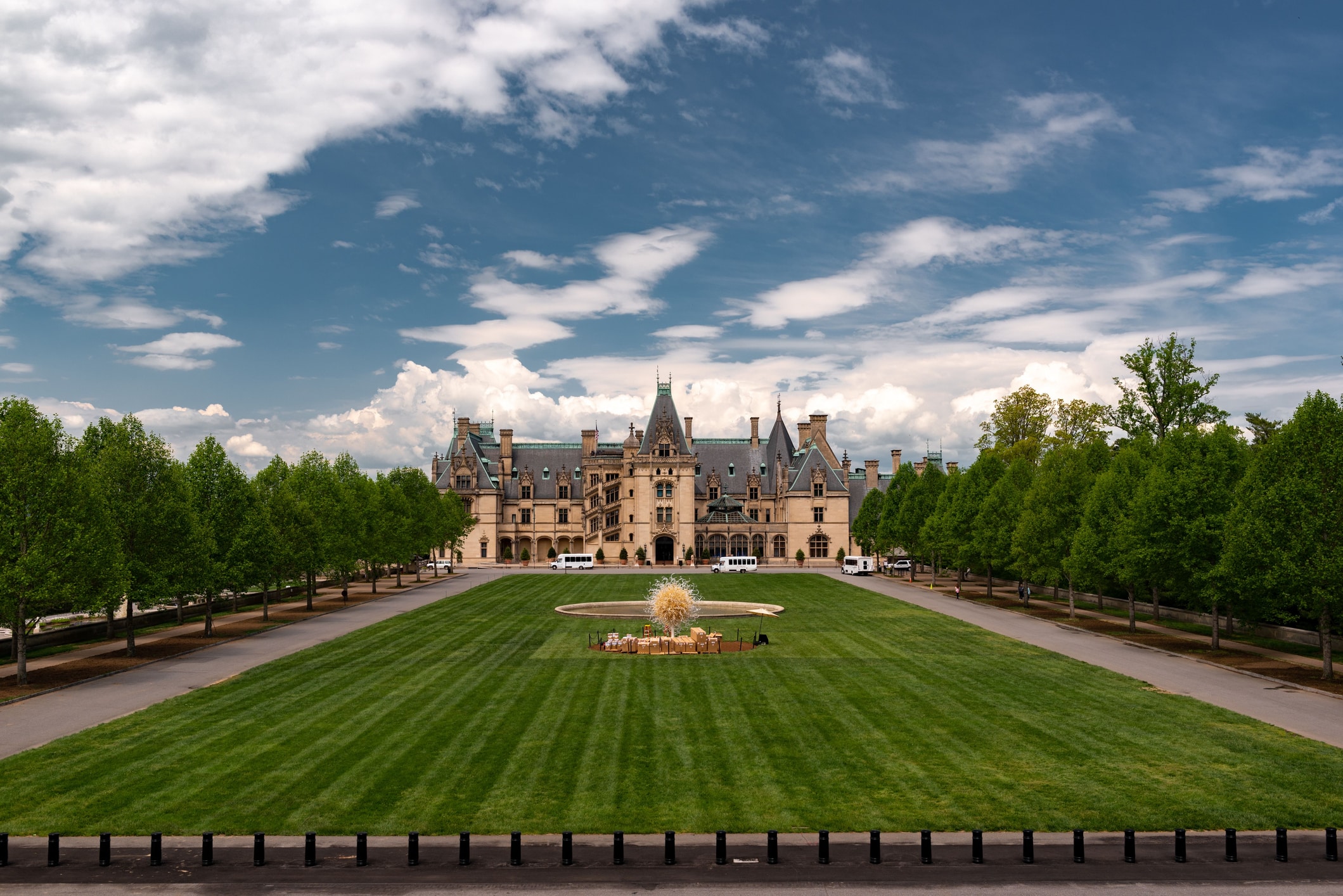 The grand facade of the Biltmore Estate in Biltmore Forest, one of the best places to live in Asheville, NC