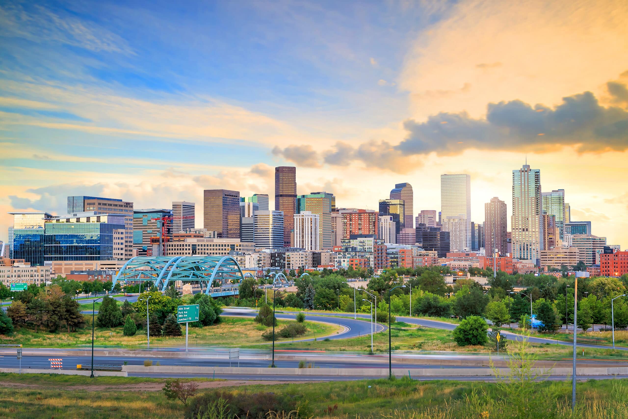 Afternoon skyline of Denver, a vibrant and popular city, making it a top choice for those moving to Colorado