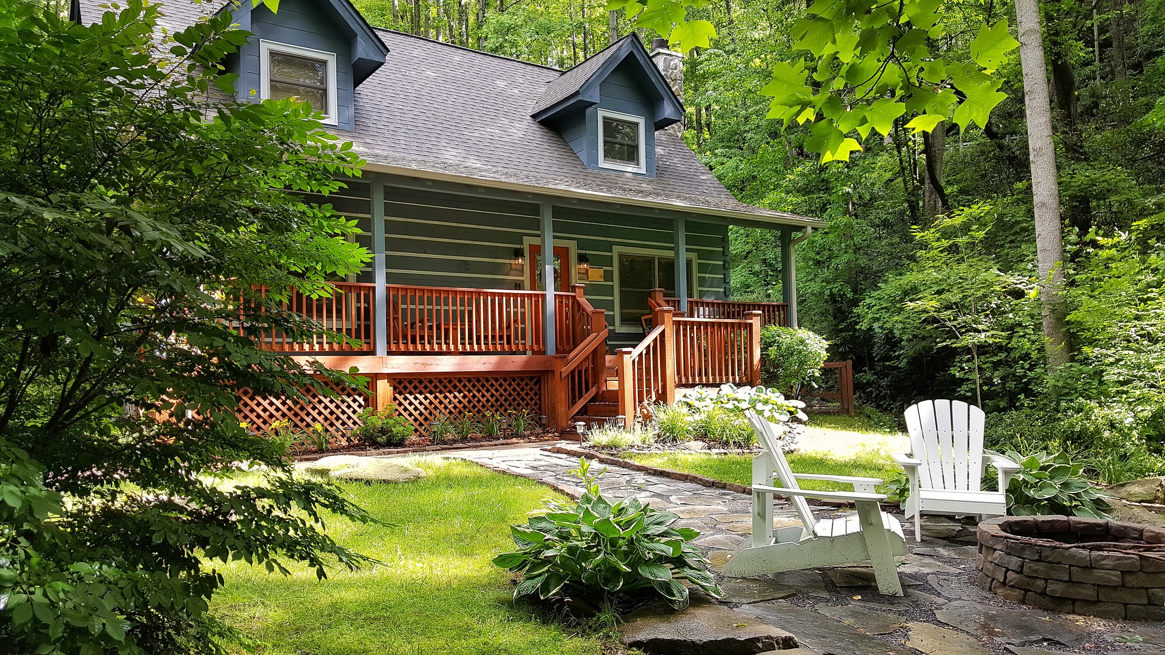 A charming cabin, a popular type of home in North Carolina, especially in the Blue Ridge and Smoky Mountains