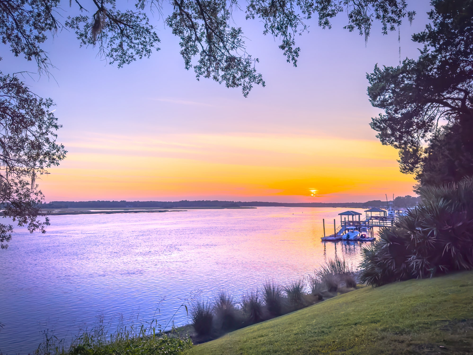 A stunning sunset by the river in South Carolina