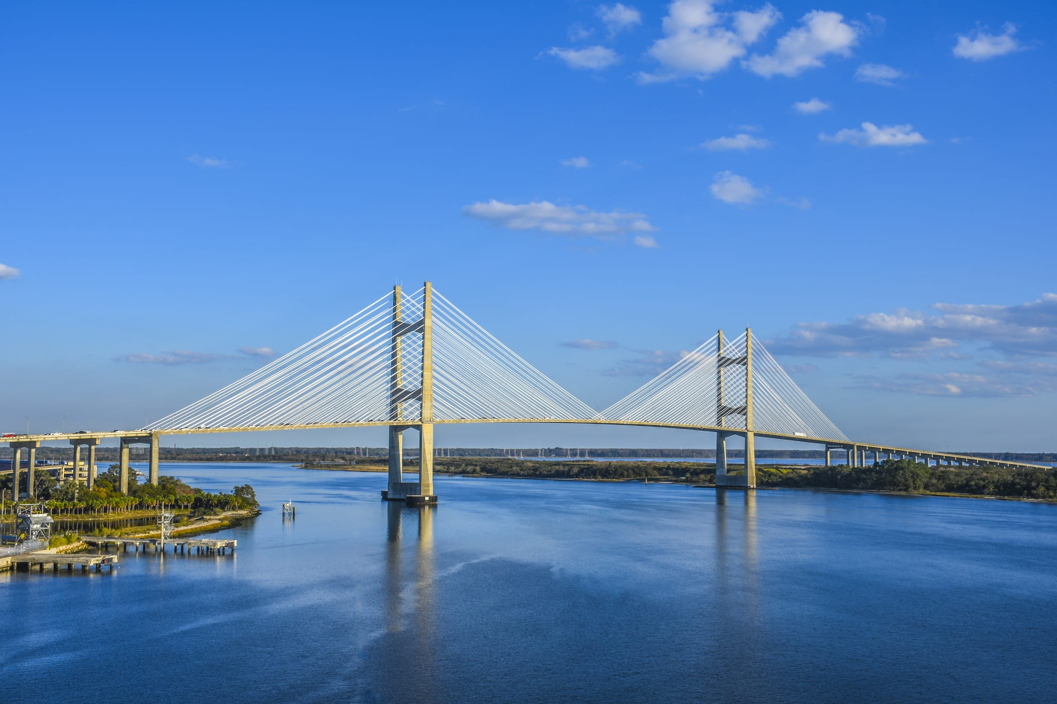 Dames Point Bridge in Ortega, Jacksonville’s most affluent enclave, a prime neighborhood for those moving to Jacksonville