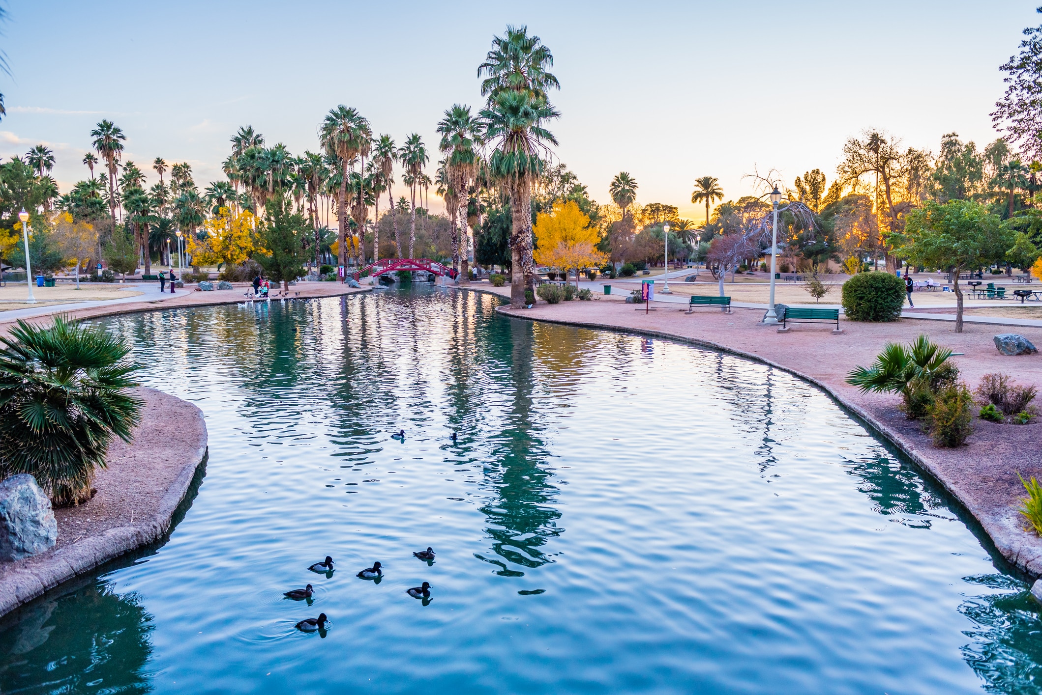 Beautiful canal in Encanto Village, considered one of the best neighborhoods in Phoenix for its lush scenery and charm