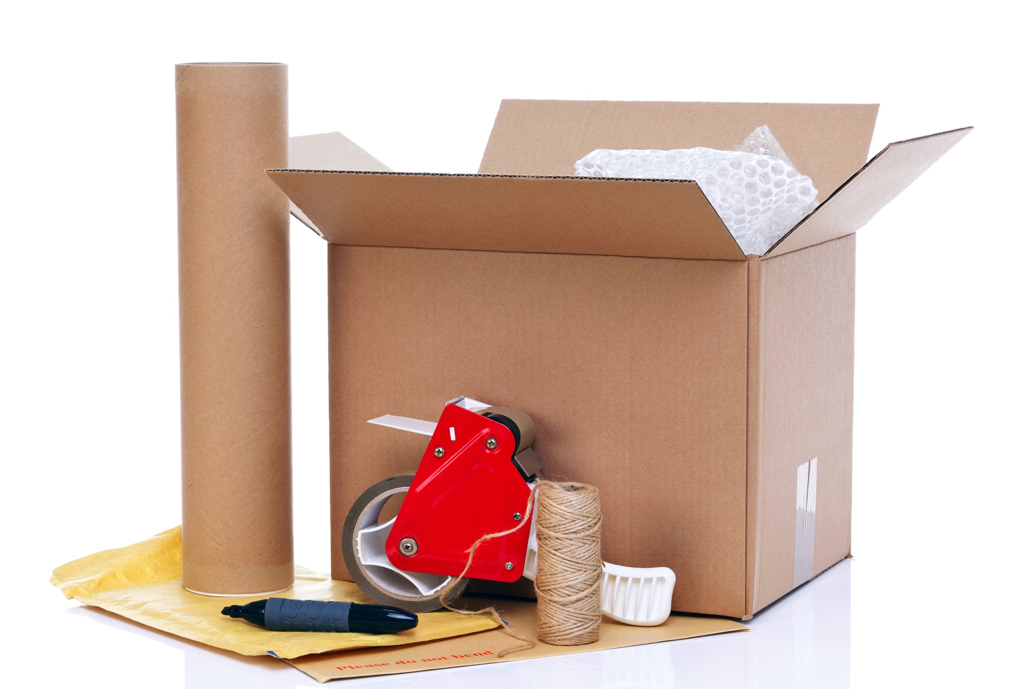 A moving box, tape, packing paper, twill and marker, which should all be included in calculating moving costs