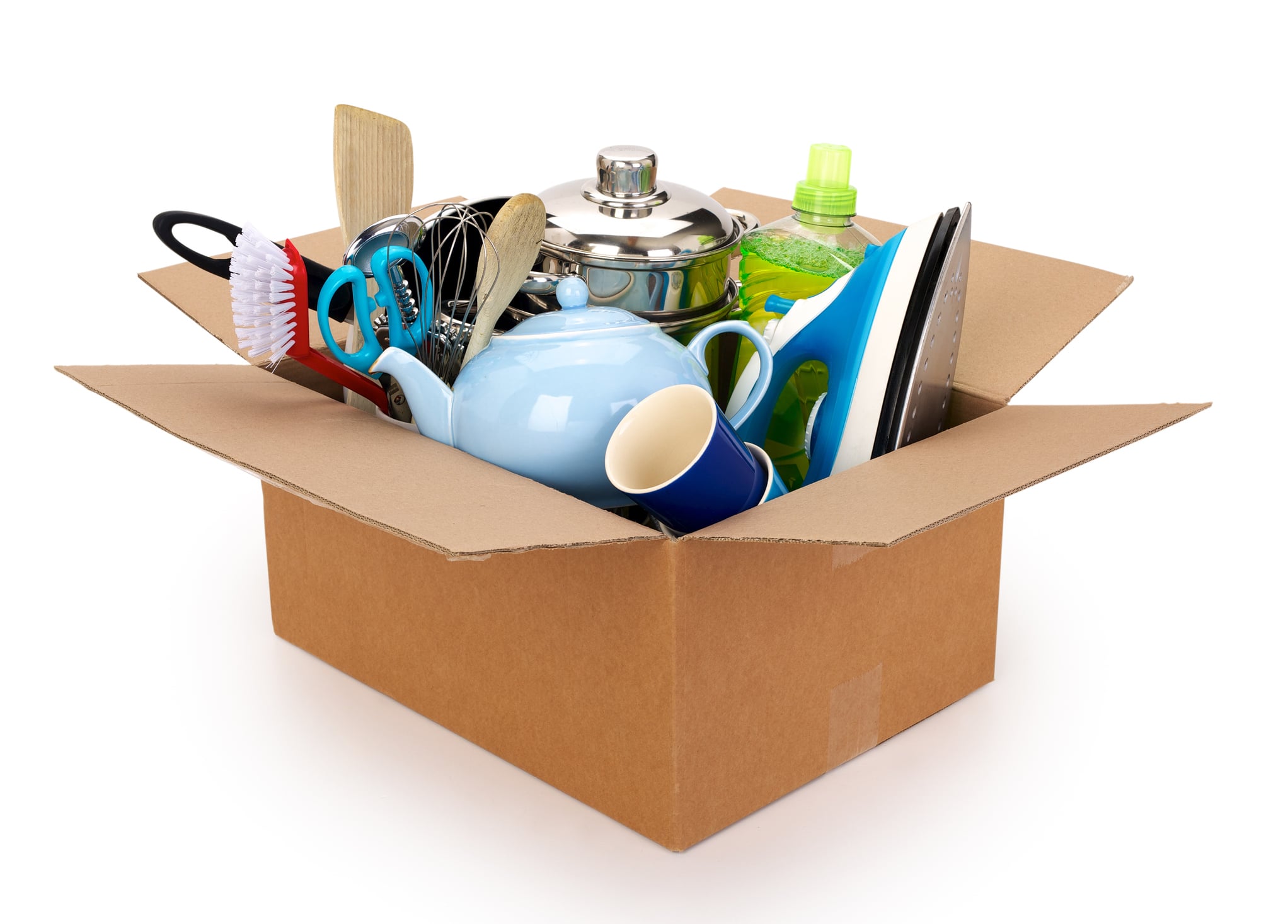 A moving box filled with essentials for a long-distance move