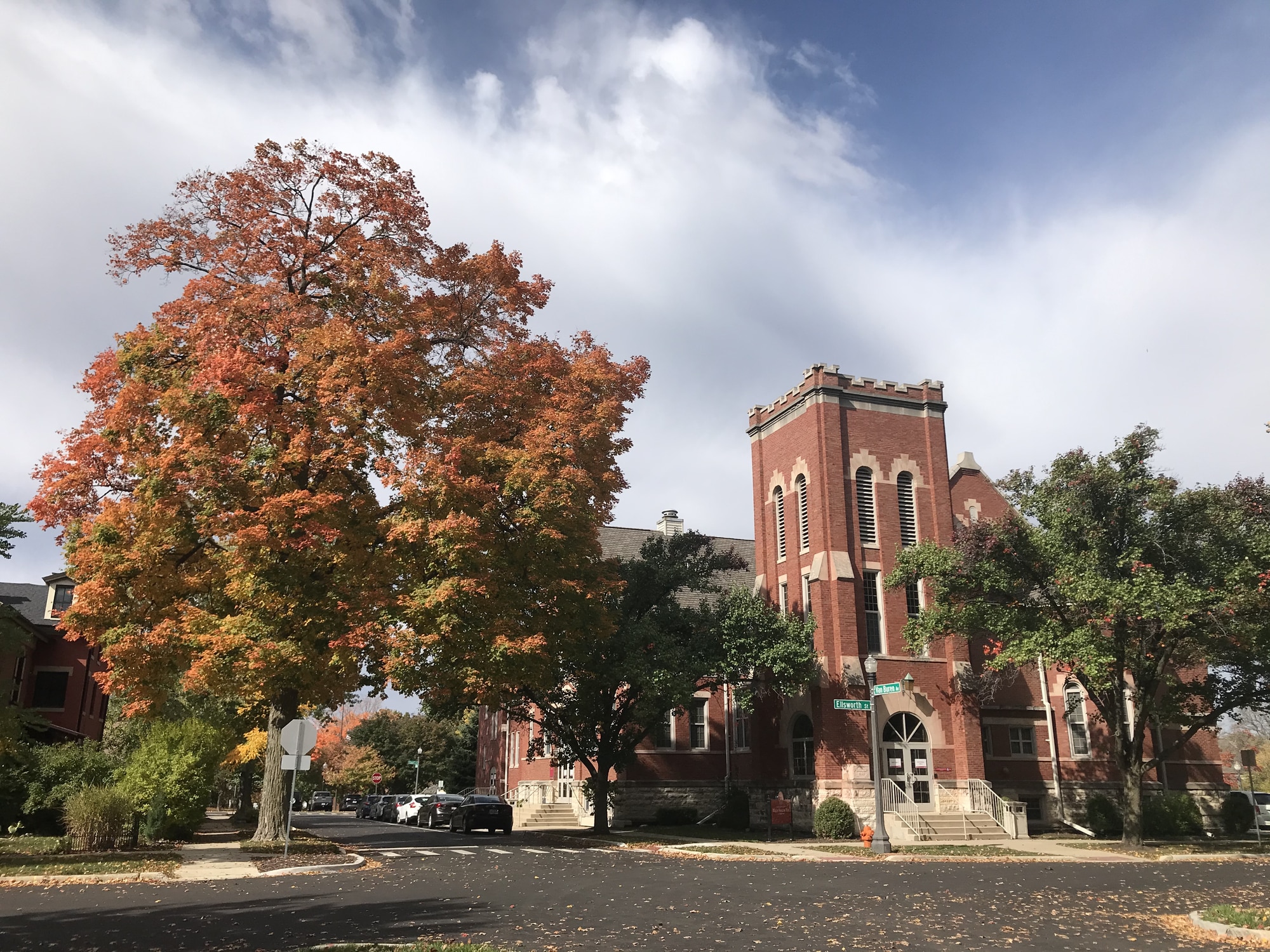 The facade of North Central College in Naperville, IL, one of the best places to move in the U.S.