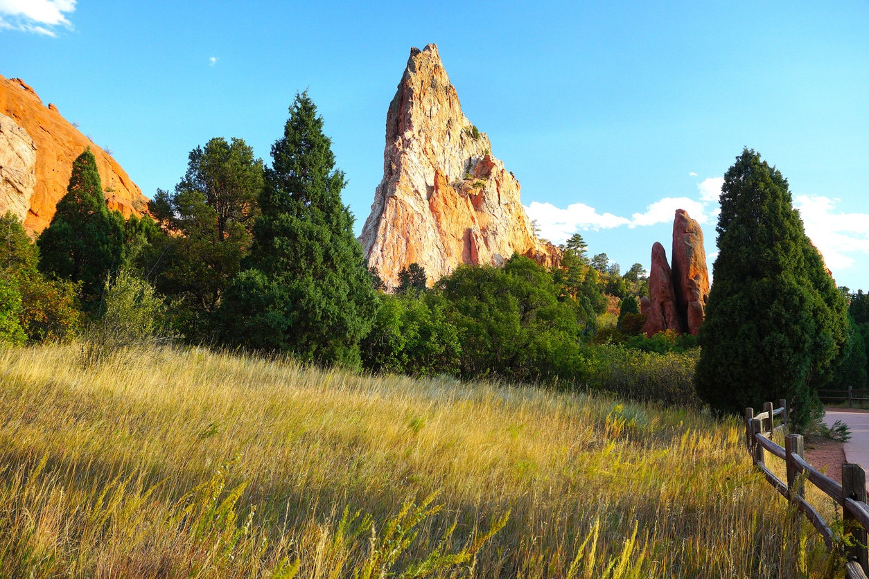 Sweeping views of rock formations in Garden of the Gods in one of the best neighborhoods in Colorado Springs