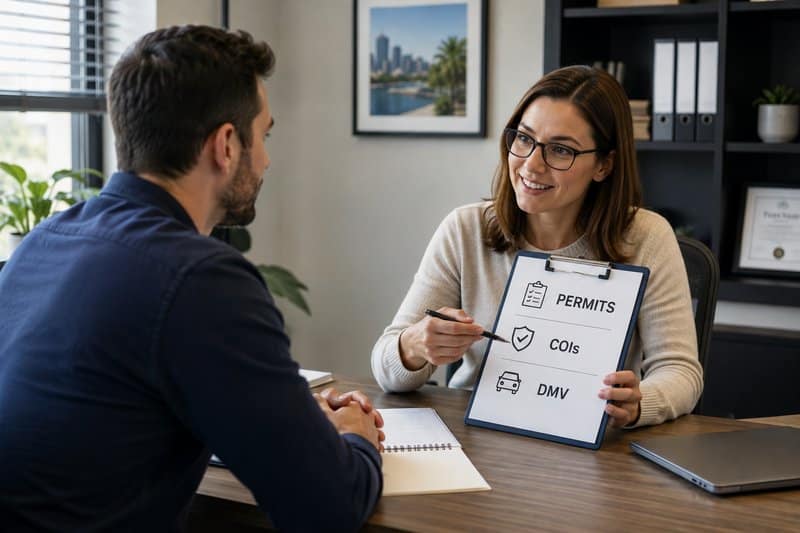 Permits, COIs, and DMV: Who Handles What When You Move to Florida